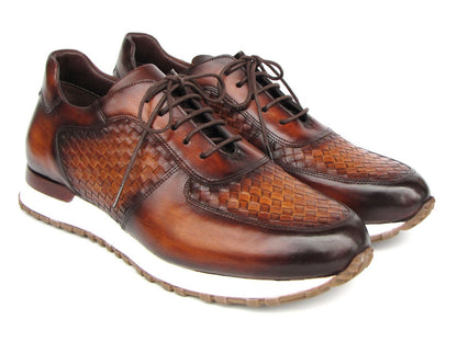 Paul Parkman Men's Brown Hand - Painted Woven Leather Sneakers (IdLw205brw) Shoes by Paul Parkman – Don't Panic Shoes