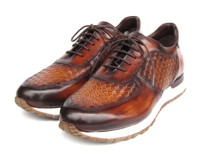 Paul Parkman Men's Brown Hand - Painted Woven Leather Sneakers (IdLw205brw) Shoes by Paul Parkman – Don't Panic Shoes