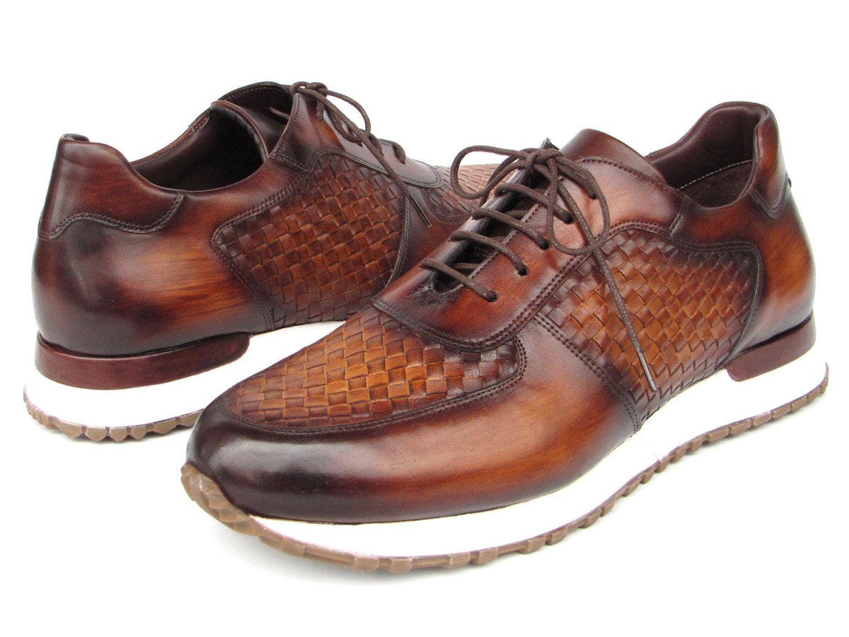 Paul Parkman Men's Brown Hand - Painted Woven Leather Sneakers (IdLw205brw) Shoes by Paul Parkman – Don't Panic Shoes