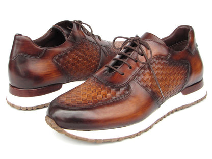 Paul Parkman Men's Brown Hand - Painted Woven Leather Sneakers (IdLw205brw) Shoes by Paul Parkman – Don't Panic Shoes