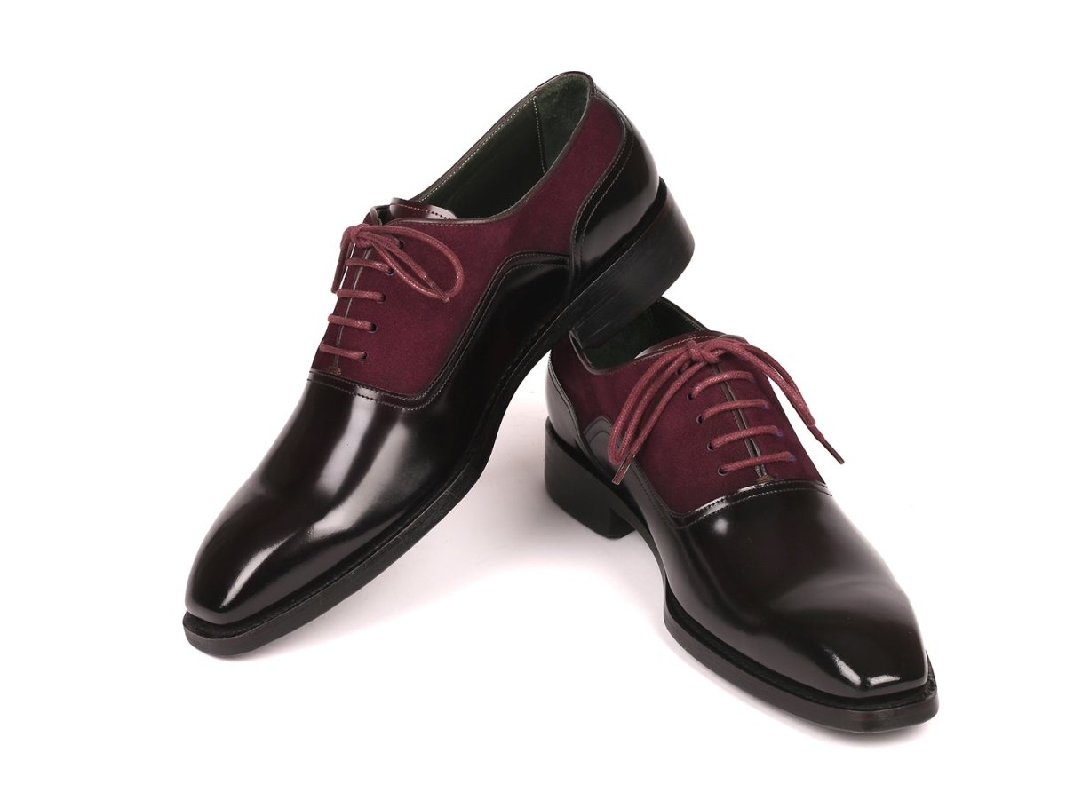 Paul Parkman Men's Burgundy Suede And Black Patent Oxfords (Id17bur85) by Paul Parkman – Don't Panic Shoes