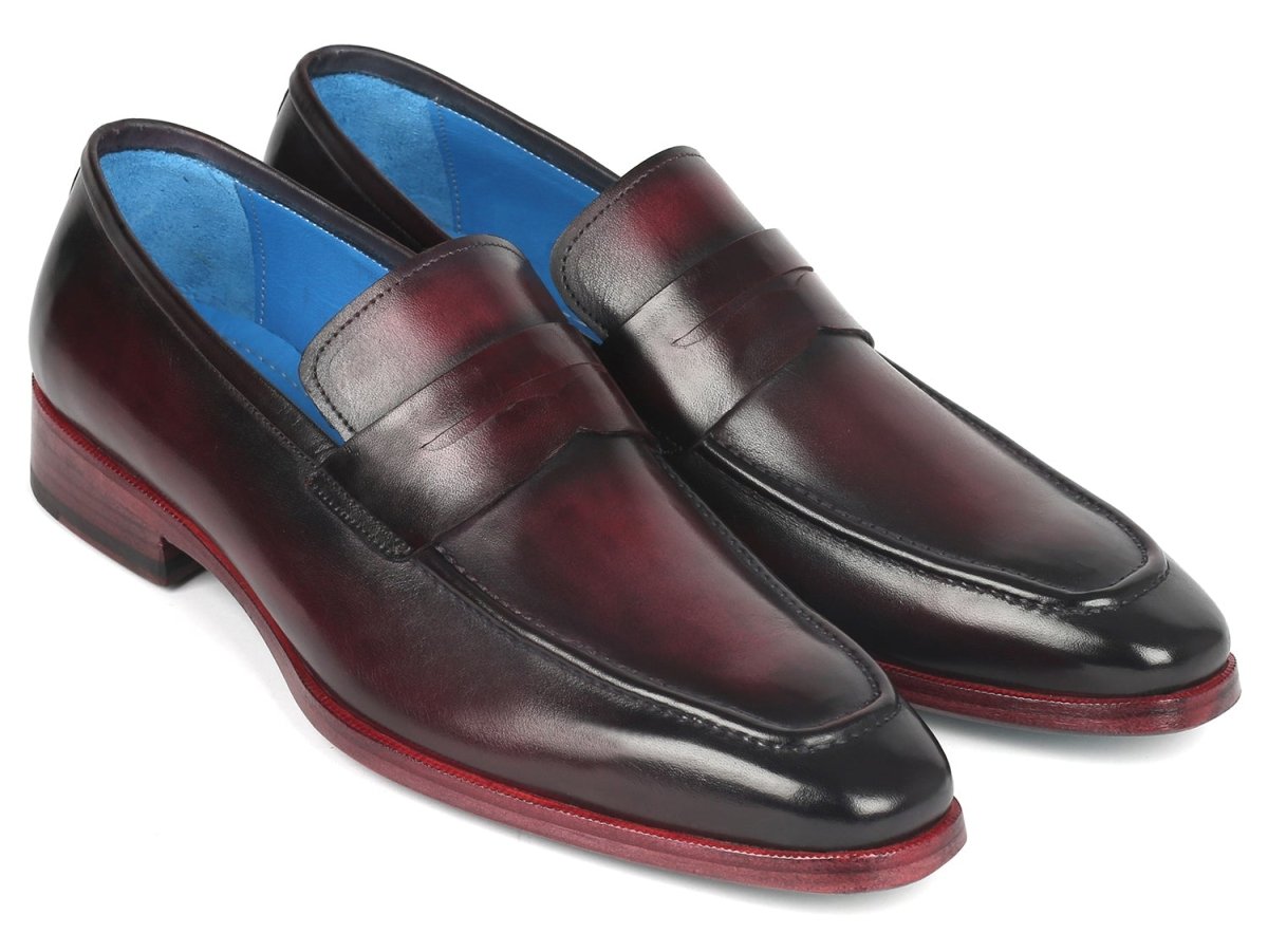 Paul Parkman Men's Burnished Penny Loafers In Purple Shoes by Paul Parkman – Don't Panic Shoes