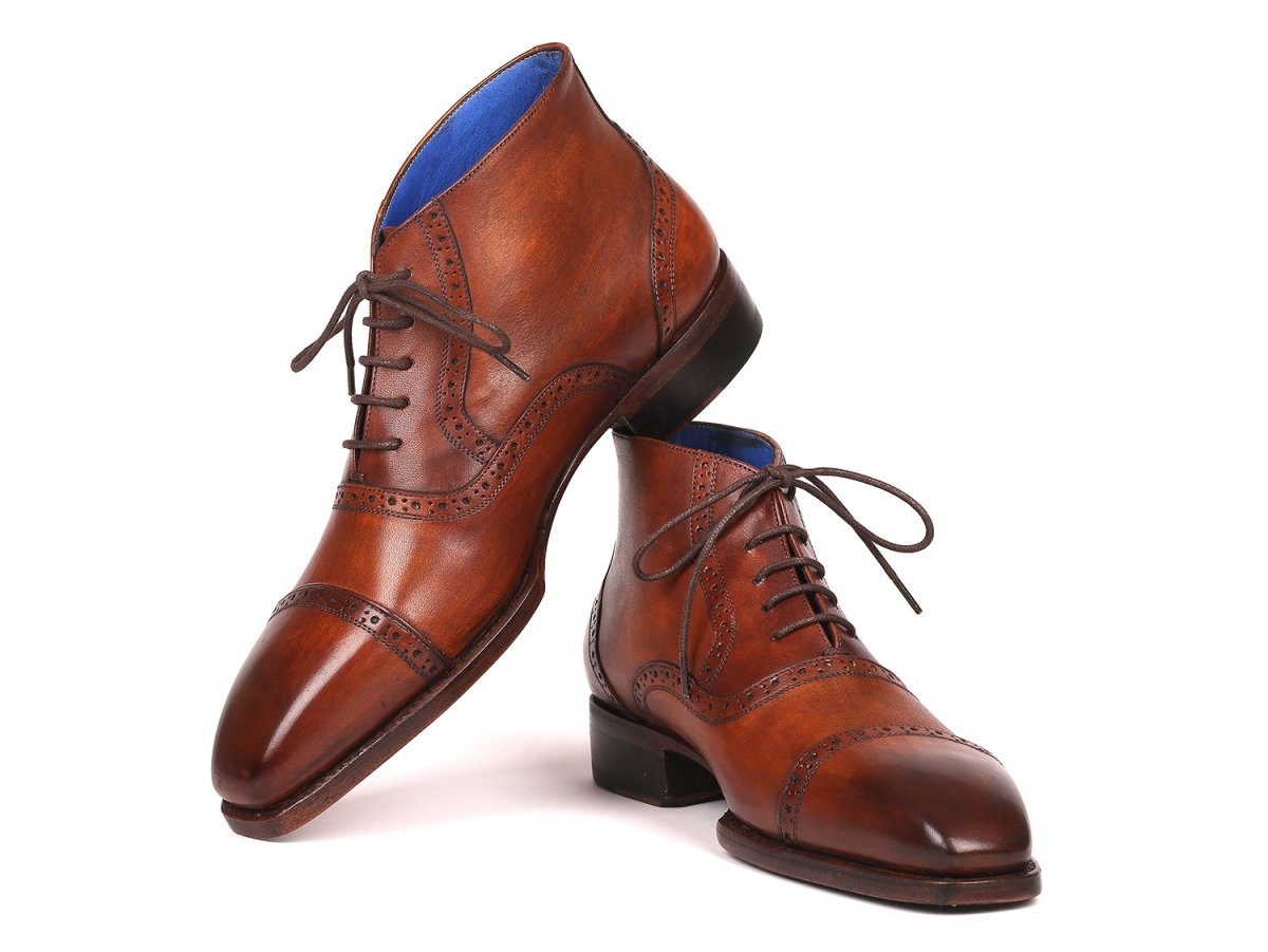 Paul Parkman Men's Cap Toe Ankle Boots In Antique Brown Shoes by Paul Parkman – Don't Panic Shoes