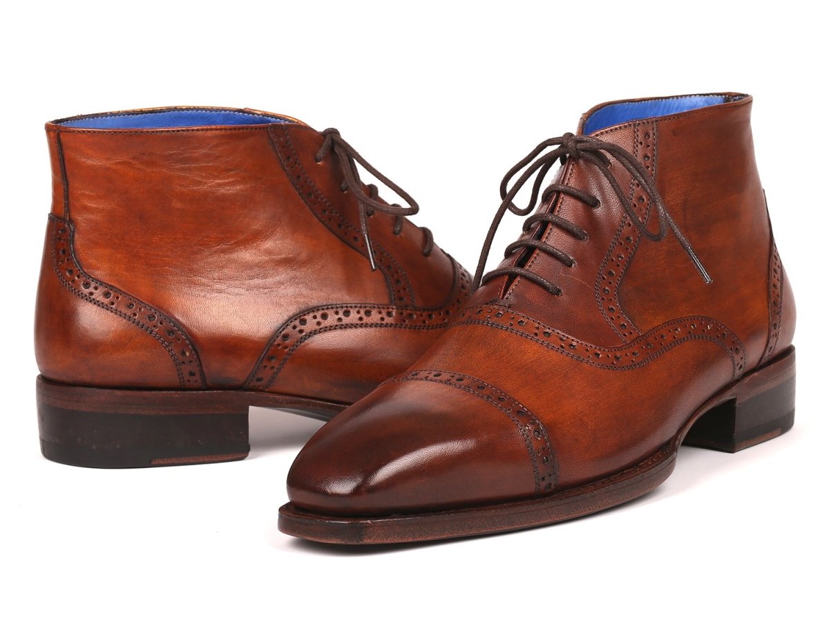 Paul Parkman Men's Cap Toe Ankle Boots In Antique Brown Shoes by Paul Parkman – Don't Panic Shoes