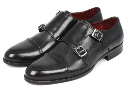Paul Parkman Men's Cap - Toe Double Monkstraps Gray And Black (Id0457 - Gry) by Paul Parkman – Don't Panic Shoes