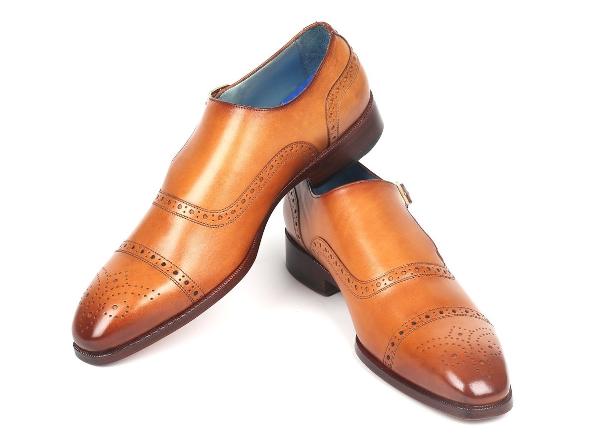 Paul Parkman Men's Cap Toe Monkstrap Shoes Cognac (Id65cgn97) by Paul Parkman – Don't Panic Shoes