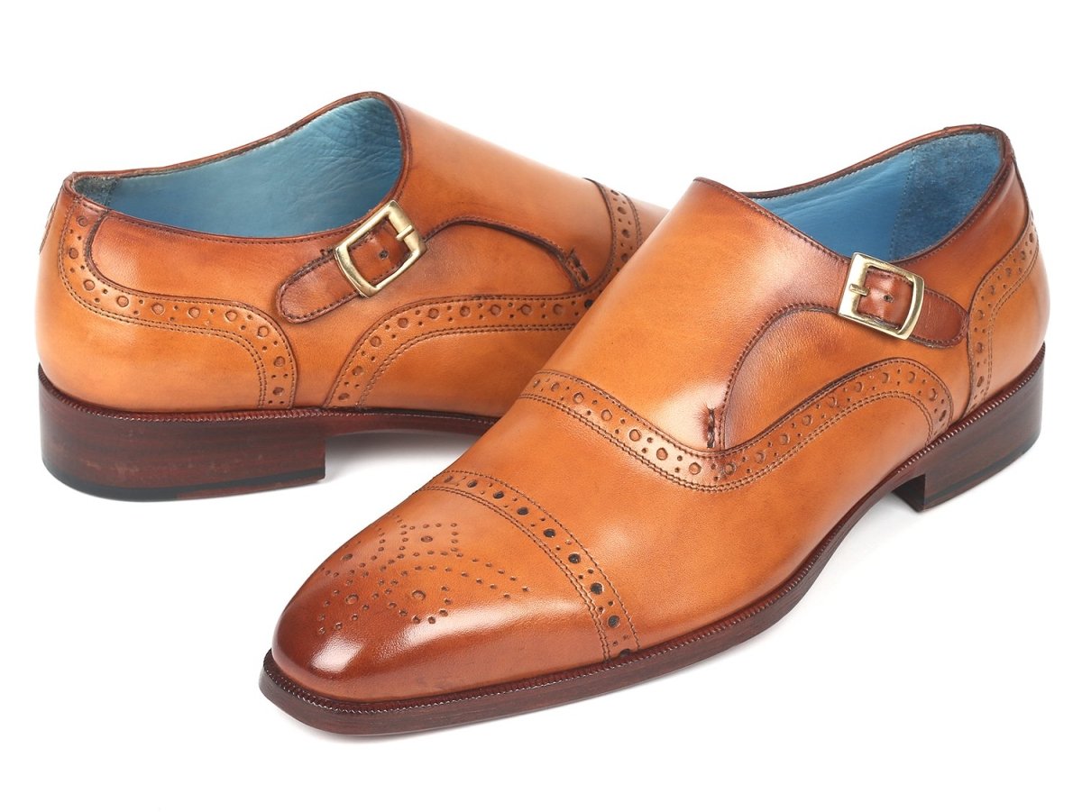 Paul Parkman Men's Cap Toe Monkstrap Shoes In Cognac Shoes by Paul Parkman – Don't Panic Shoes