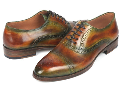 Paul Parkman Men's Cap Toe Oxfords Green And Brown (Id266gb79) by Paul Parkman – Don't Panic Shoes
