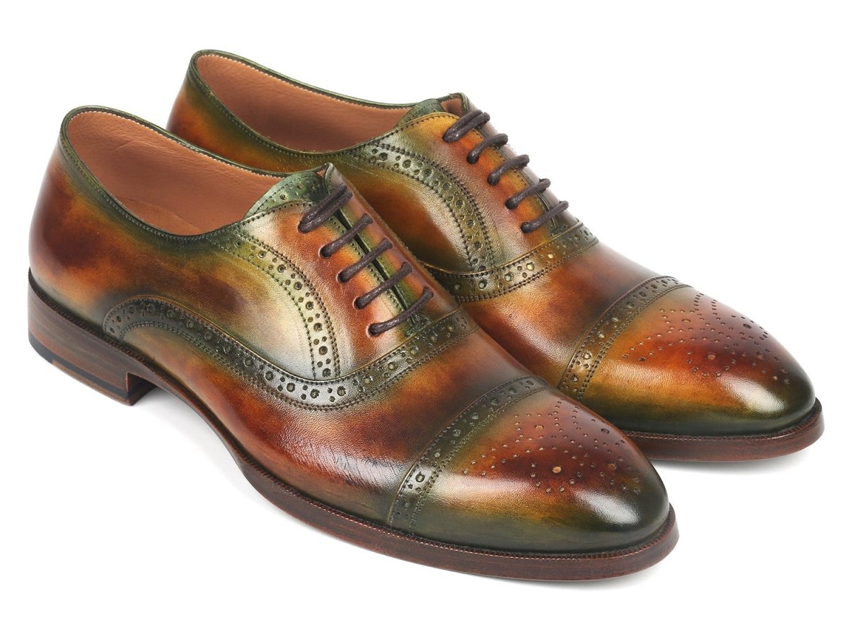Paul Parkman Men's Cap Toe Oxfords Green And Brown (Id266gb79) by Paul Parkman – Don't Panic Shoes