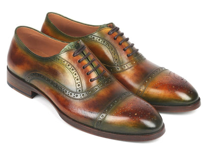 Paul Parkman Men's Cap Toe Oxfords Green And Brown (Id266gb79) by Paul Parkman – Don't Panic Shoes