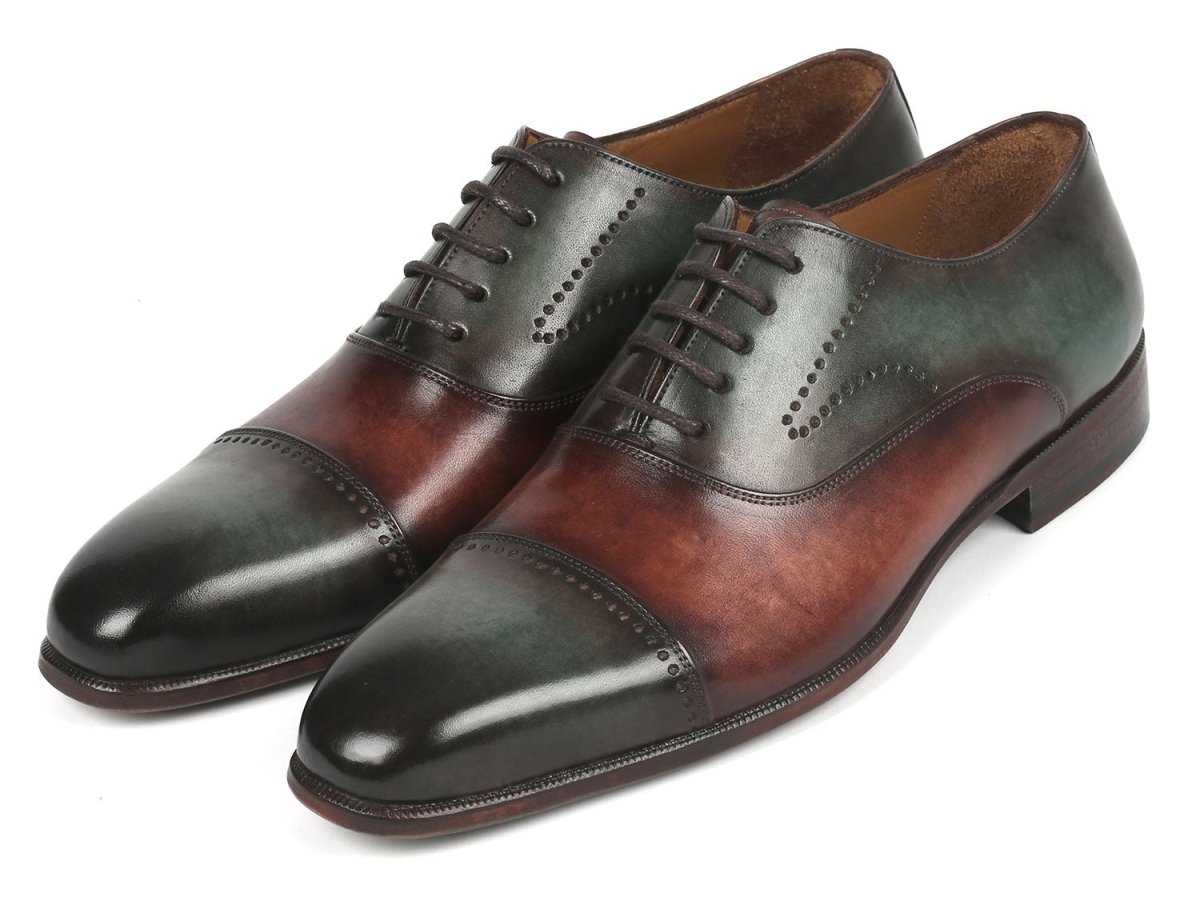 Paul Parkman Men's Cap Toe Oxfords Green And Brown (Id314 - Grnbrw) by Paul Parkman – Don't Panic Shoes