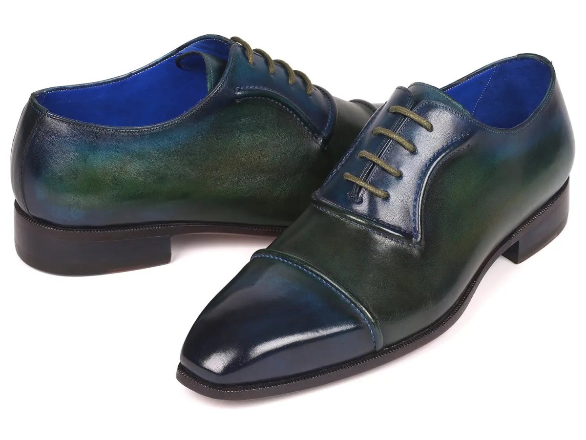 Paul Parkman Men's Cap - Toe Oxfords In Blue And Green Shoes by Paul Parkman – Don't Panic Shoes