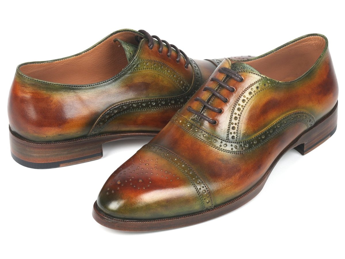 Paul Parkman Men's Cap Toe Oxfords In Green And Brown Shoes by Paul Parkman – Don't Panic Shoes