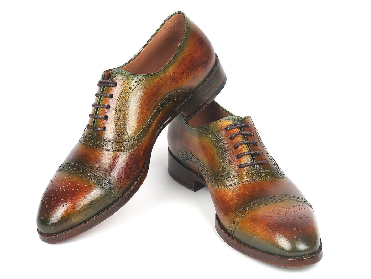 Paul Parkman Men's Cap Toe Oxfords In Green And Brown Shoes by Paul Parkman – Don't Panic Shoes