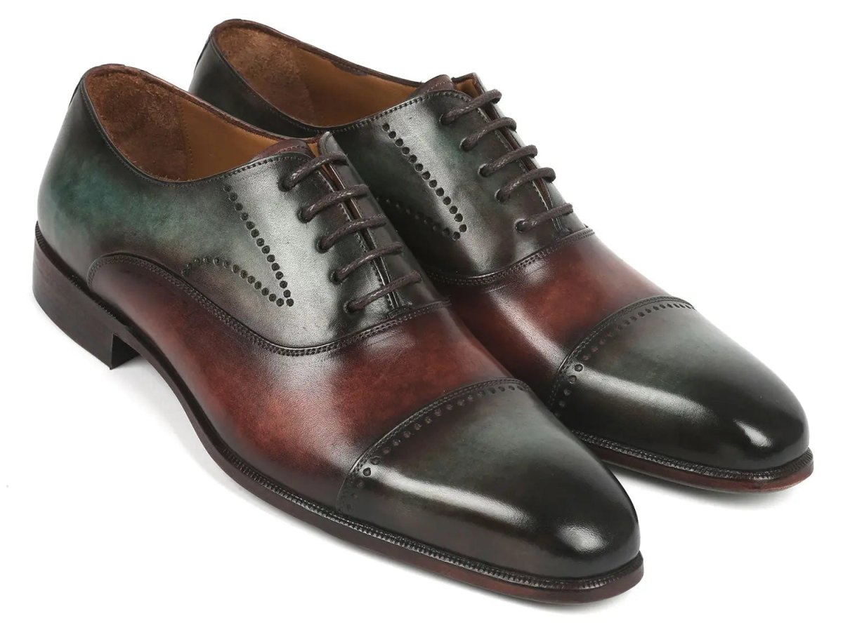 Paul Parkman Men's Cap Toe Oxfords In Green And Brown Shoes by Paul Parkman – Don't Panic Shoes