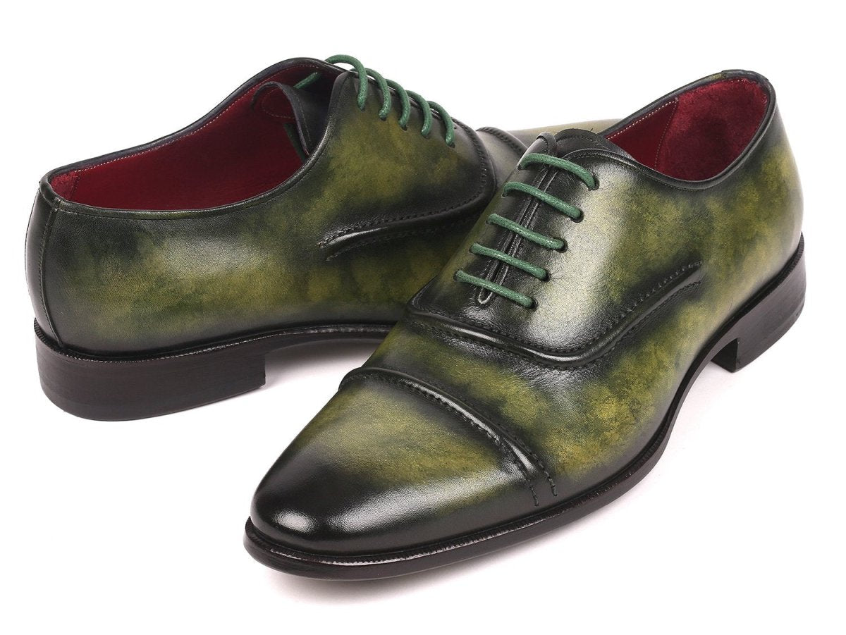Paul Parkman Men's Cap - Toe Oxfords In Green Shoes by Paul Parkman – Don't Panic Shoes