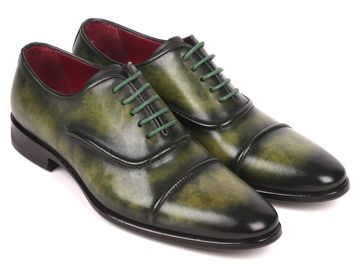 Paul Parkman Men's Cap - Toe Oxfords In Green Shoes by Paul Parkman – Don't Panic Shoes