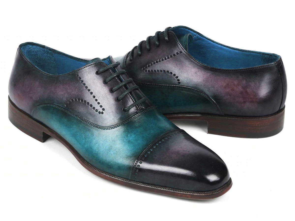 Paul Parkman Men's Cap Toe Oxfords Purple And Turquoise (Id314 - Prptrq) by Paul Parkman – Don't Panic Shoes