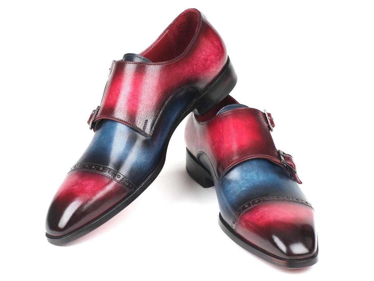 Paul Parkman Men's Captoe Double Monkstraps In Blue And Fuxia Shoes by Paul Parkman – Don't Panic Shoes