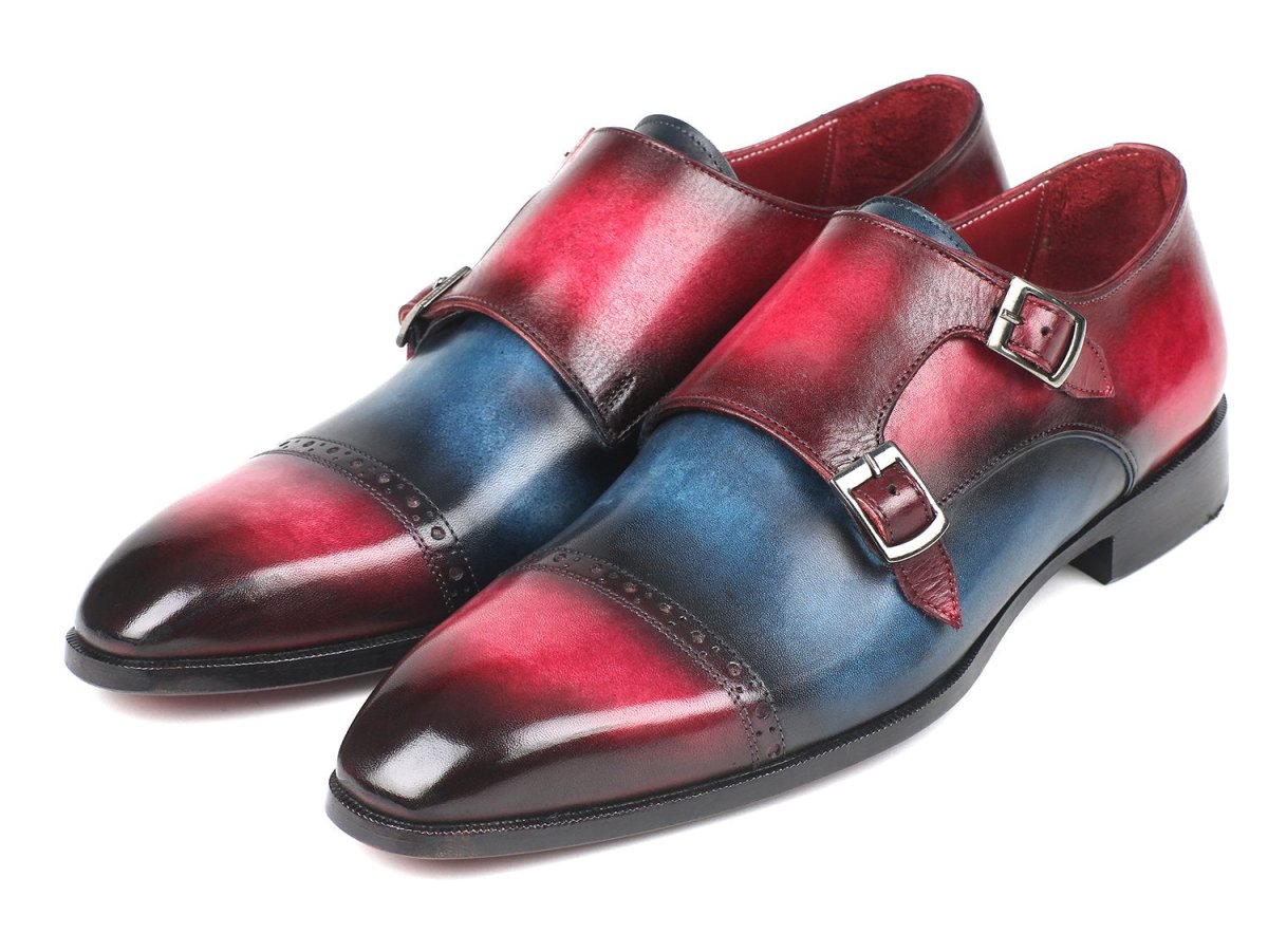 Paul Parkman Men's Captoe Double Monkstraps In Blue And Fuxia Shoes by Paul Parkman – Don't Panic Shoes