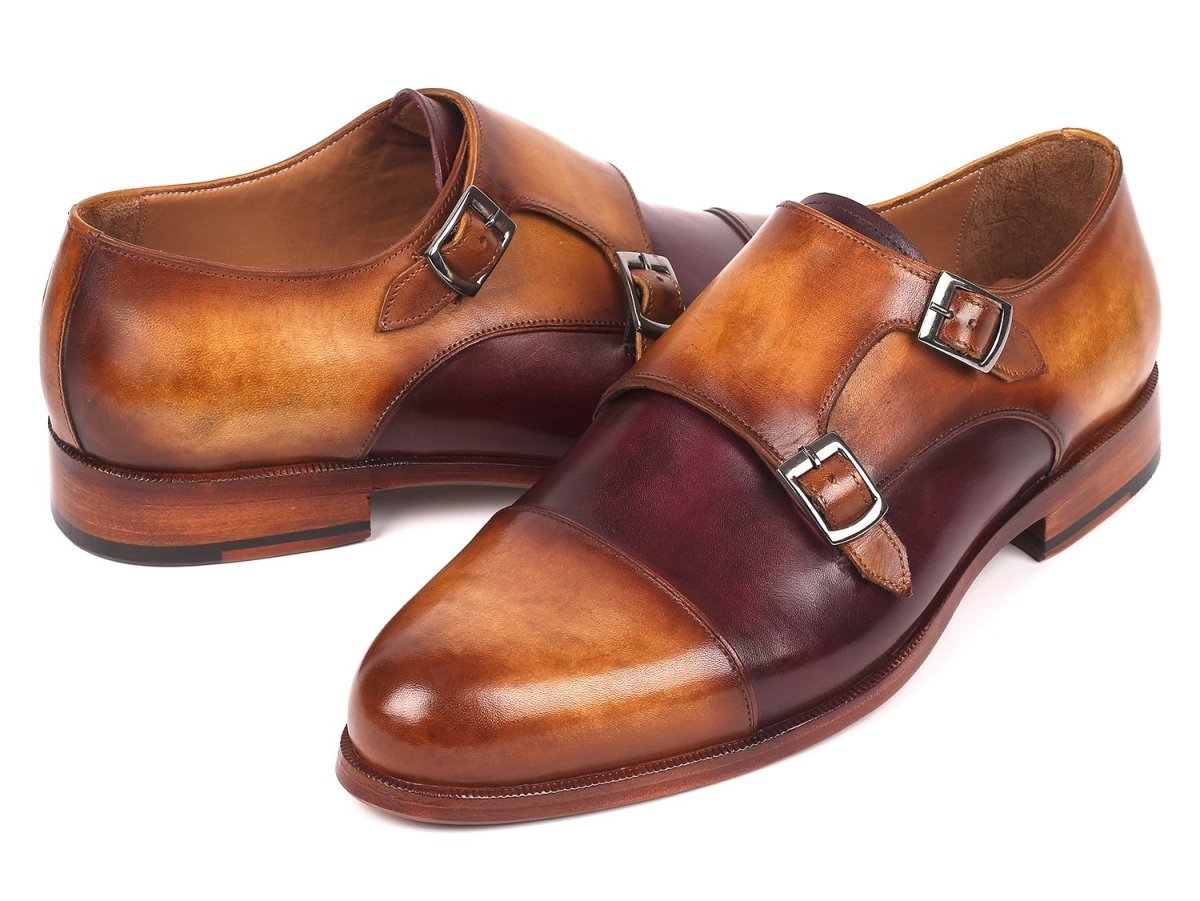 Paul Parkman Men's Captoe Double Monkstraps In Brown And Purple Shoes by Paul Parkman – Don't Panic Shoes