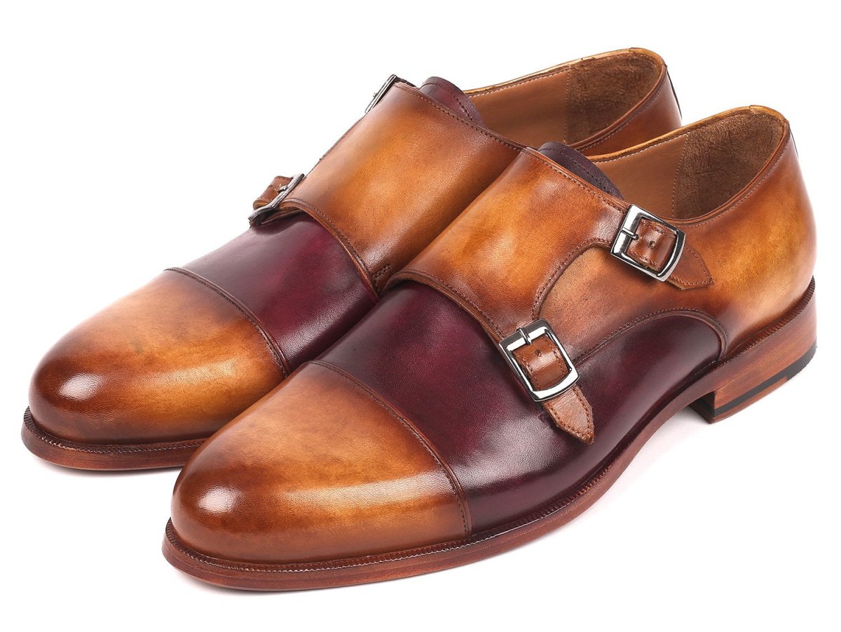 Paul Parkman Men's Captoe Double Monkstraps In Brown And Purple Shoes by Paul Parkman – Don't Panic Shoes