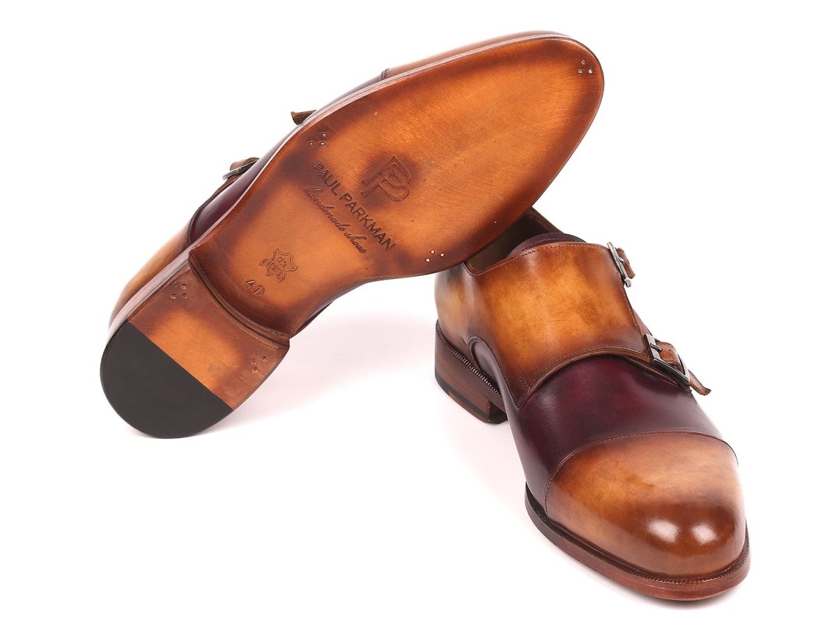 Paul Parkman Men's Captoe Double Monkstraps In Brown And Purple Shoes by Paul Parkman – Don't Panic Shoes