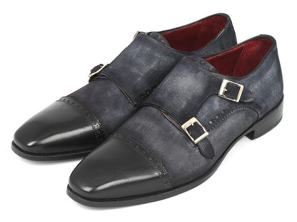 Paul Parkman Men's Captoe Double Monkstraps Navy Suede (IdFk77w) by Paul Parkman – Don't Panic Shoes