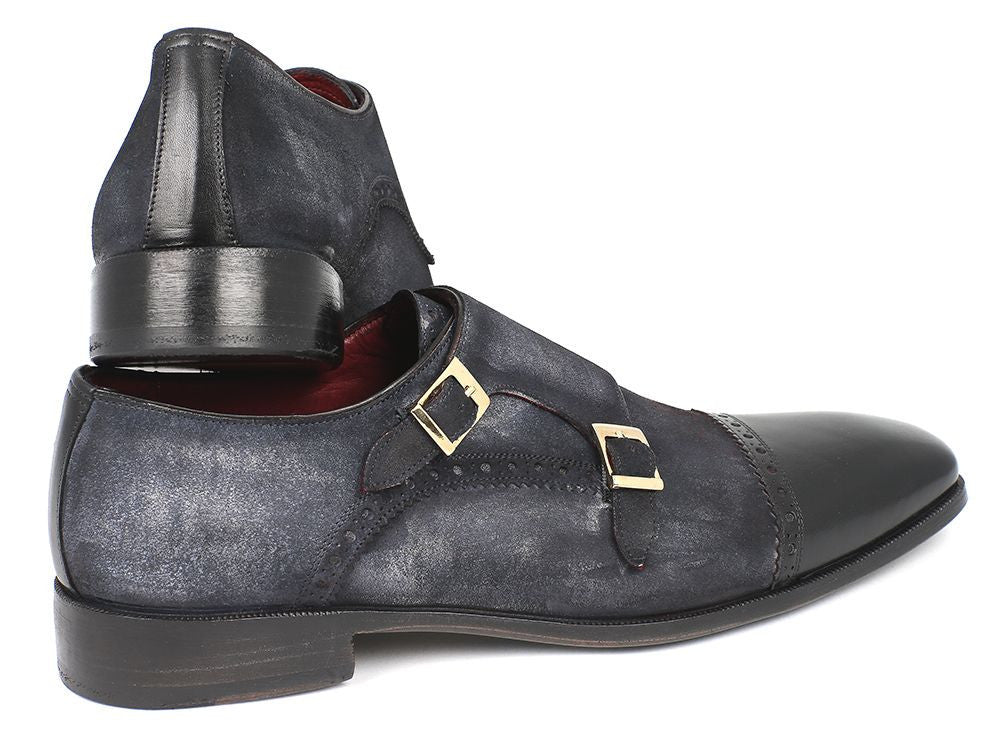 Paul Parkman Men's Captoe Double Monkstraps Navy Suede (IdFk77w) by Paul Parkman – Don't Panic Shoes
