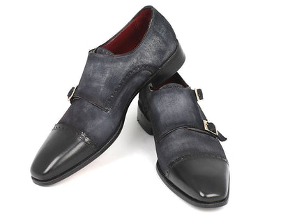 Paul Parkman Men's Captoe Double Monkstraps Navy Suede (IdFk77w) by Paul Parkman – Don't Panic Shoes