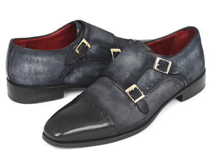 Paul Parkman Men's Captoe Double Monkstraps Navy Suede (IdFk77w) by Paul Parkman – Don't Panic Shoes
