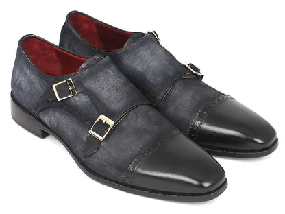 Paul Parkman Men's Captoe Double Monkstraps Navy Suede (IdFk77w) by Paul Parkman – Don't Panic Shoes
