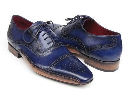 Paul Parkman Men's Captoe Navy Blue Hand Painted Oxfords (Id5032 - Navy) by Paul Parkman – Don't Panic Shoes