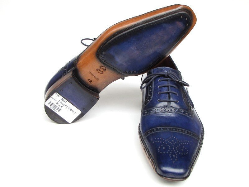 Paul Parkman Men's Captoe Navy Blue Hand Painted Oxfords (Id5032 - Navy) by Paul Parkman – Don't Panic Shoes