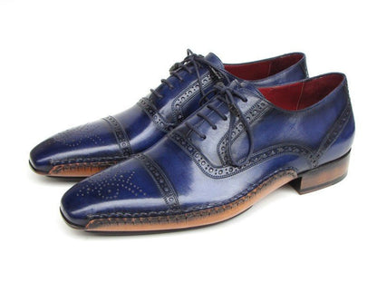 Paul Parkman Men's Captoe Navy Blue Hand Painted Oxfords (Id5032 - Navy) by Paul Parkman – Don't Panic Shoes