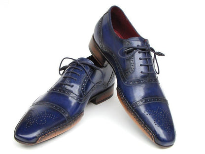 Paul Parkman Men's Captoe Navy Blue Hand Painted Oxfords (Id5032 - Navy) by Paul Parkman – Don't Panic Shoes