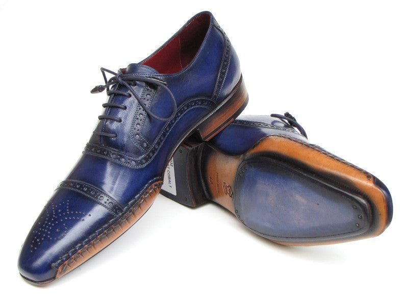 Paul Parkman Men's Captoe Navy Blue Hand Painted Oxfords (Id5032 - Navy) by Paul Parkman – Don't Panic Shoes