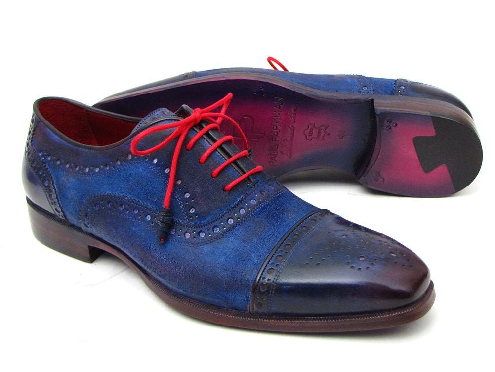 Paul Parkman Men's Captoe Oxfords Blue Suede (Id024 - Blusd) by Paul Parkman – Don't Panic Shoes