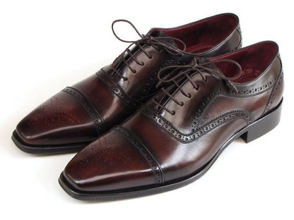 Paul Parkman Men's Captoe Oxfords Bordeaux And Brown Hand - Painted (Id024 - Brwbrd) by Paul Parkman – Don't Panic Shoes