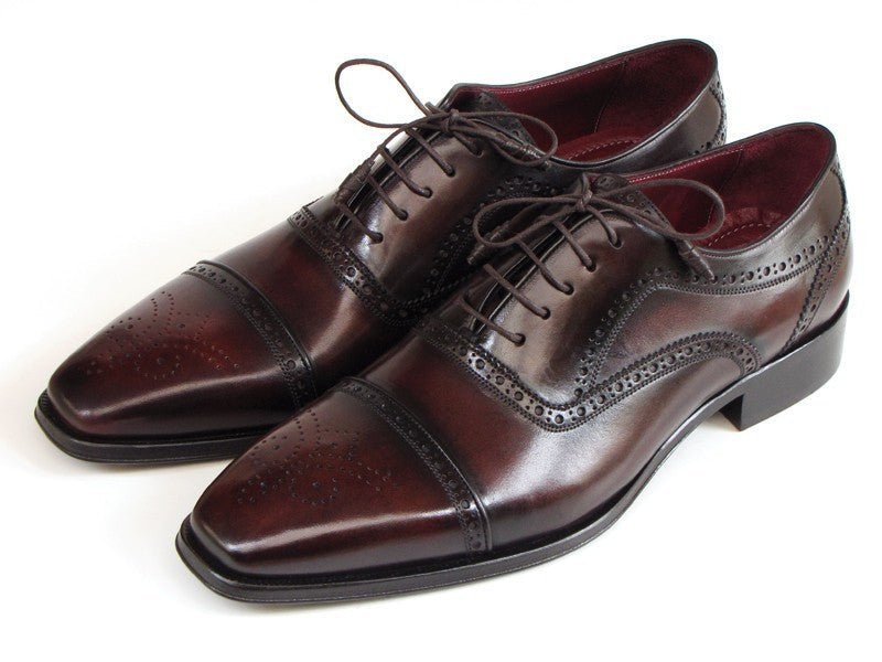 Paul Parkman Men's Captoe Oxfords Bordeaux And Brown Hand - Painted (Id024 - Brwbrd) by Paul Parkman – Don't Panic Shoes