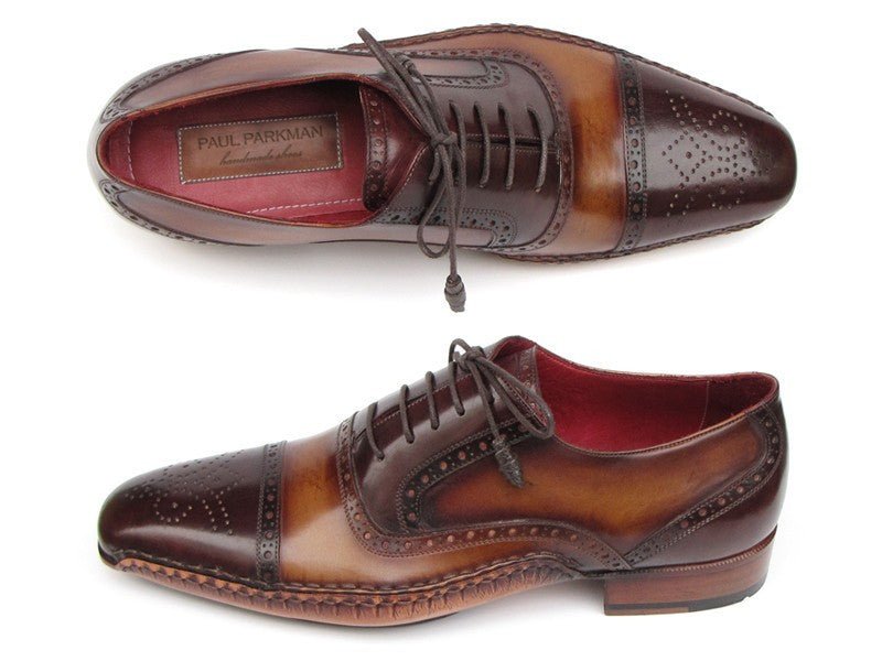 Paul Parkman Men's Captoe Oxfords Brown Hand Painted Shoes (Id5032 - Brw) by Paul Parkman – Don't Panic Shoes