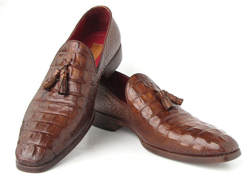 Paul Parkman Men's Croco - Embossed CalfskIn Tassel Loafers in Brown Shoes by Paul Parkman – Don't Panic Shoes