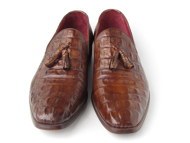 Paul Parkman Men's Croco - Embossed CalfskIn Tassel Loafers in Brown Shoes by Paul Parkman – Don't Panic Shoes