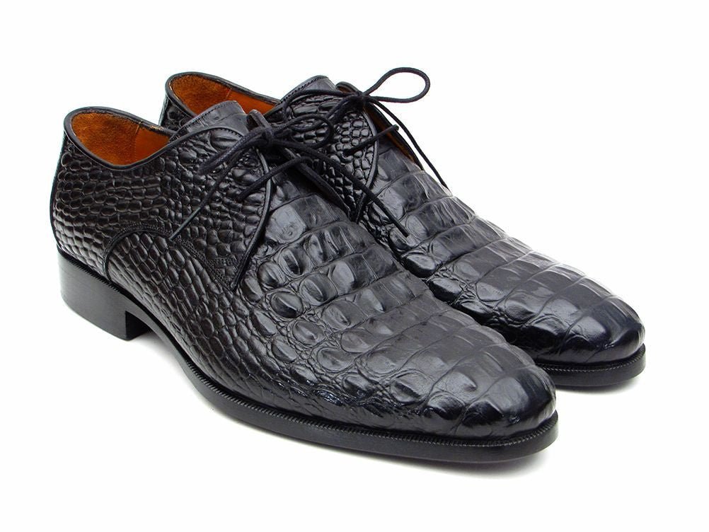Paul Parkman Men's Croco - Embossed Leather Derby Shoes In Black Shoes by Paul Parkman – Don't Panic Shoes