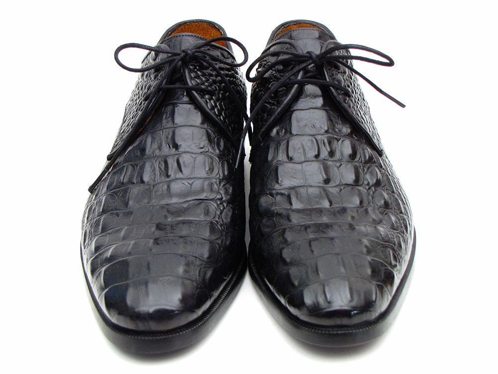 Paul Parkman Men's Croco - Embossed Leather Derby Shoes In Black Shoes by Paul Parkman – Don't Panic Shoes