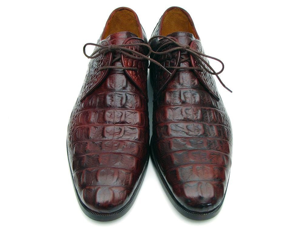 Paul Parkman Men's Croco - Embossed Leather Derby Shoes In Brown And Bordeaux Shoes by Paul Parkman – Don't Panic Shoes