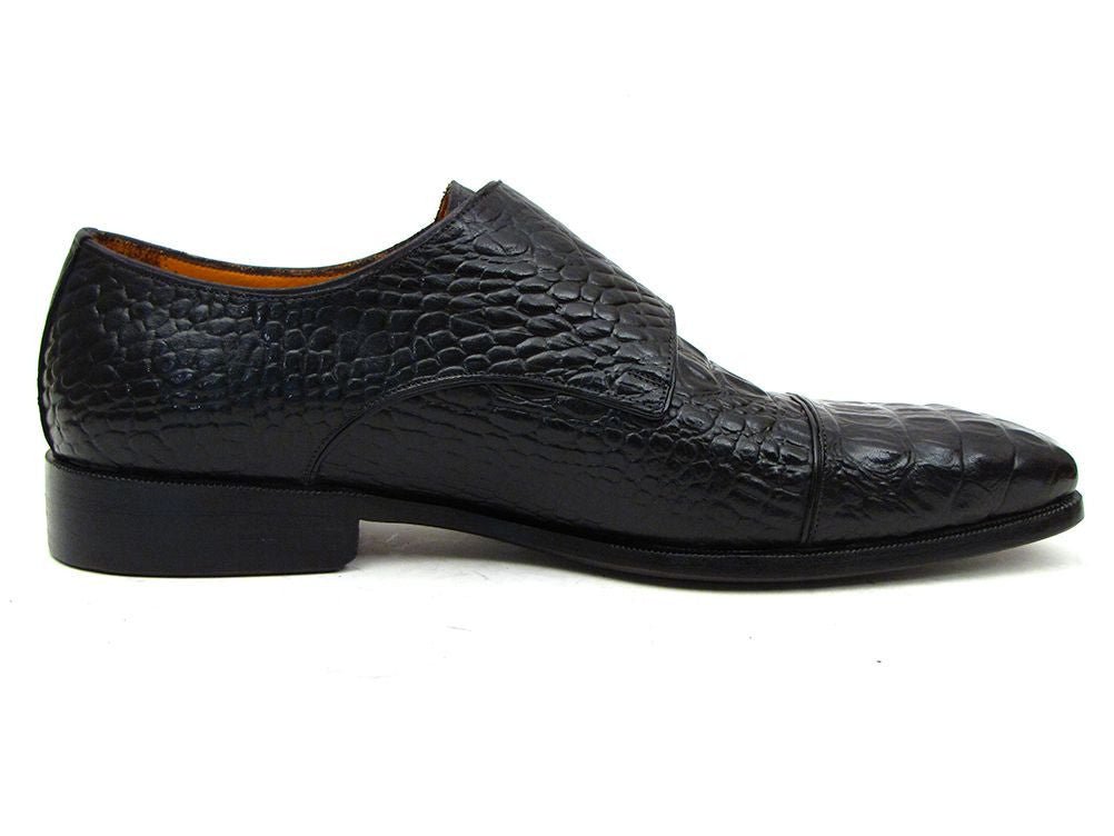 Paul Parkman Men's Croco - Embossed Leather Double Monkstraps In Black Shoes by Paul Parkman – Don't Panic Shoes