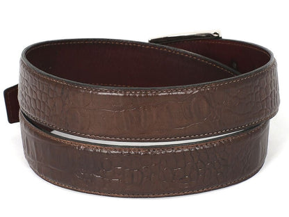 Paul Parkman Men's Crocodile Textured Leather Belt Brown (IdB02 - Brw) Shoes by Paul Parkman – Don't Panic Shoes