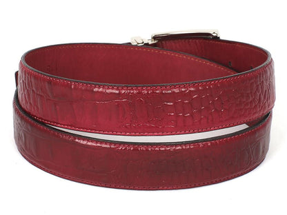 Paul Parkman Men's Crocodile Textured Leather Belt Burgundy (IdB02 - Bur) Shoes by Paul Parkman – Don't Panic Shoes