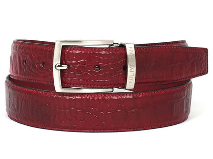 Paul Parkman Men's Crocodile Textured Leather Belt Burgundy (IdB02 - Bur) Shoes by Paul Parkman – Don't Panic Shoes